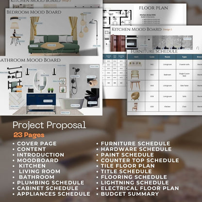 Interior Design Furniture, Fixtures & Finishing Schedule Templates - Interior Design